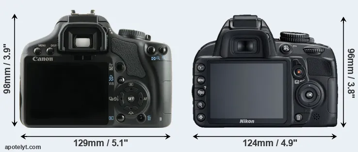 Comparison XSi or D3100 rear