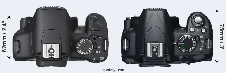 Compare XSi versus D3100 top
