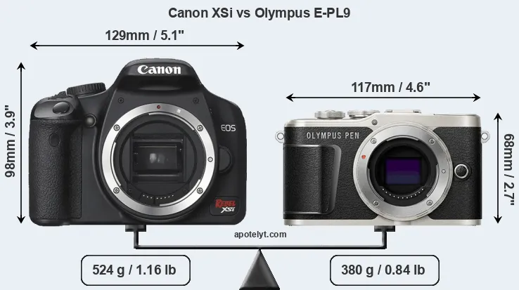 Size Canon XSi vs Olympus E-PL9