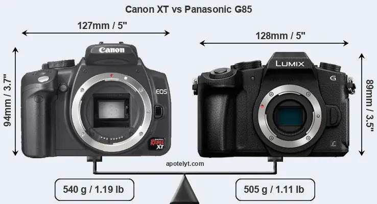 Size Canon XT vs Panasonic G85
