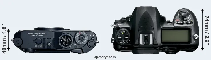 Compare R-D1 versus D200 top