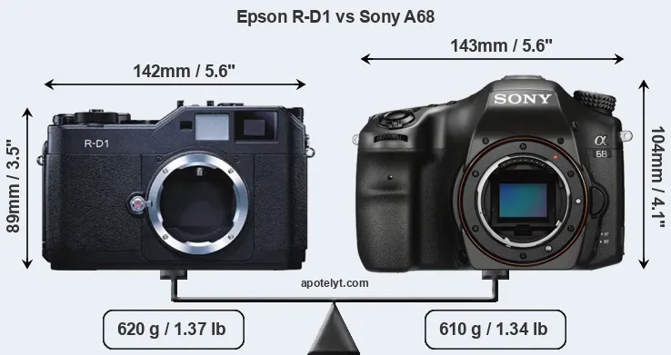 Size Epson R-D1 vs Sony A68