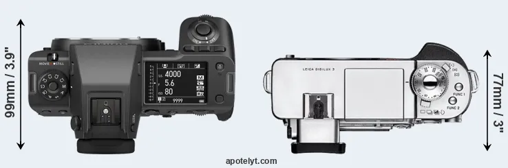 Compare GFX 100 II versus Digilux 3 top
