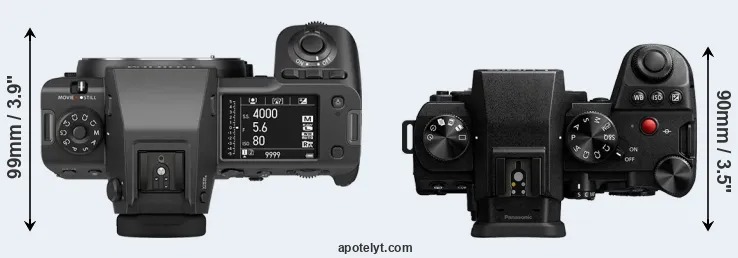 Compare GFX 100 II versus G9 II top