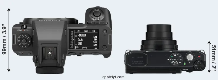 Compare GFX 100 II versus MX-1 top