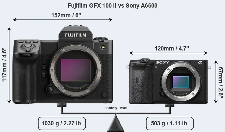 Size Fujifilm GFX 100 II vs Sony A6600