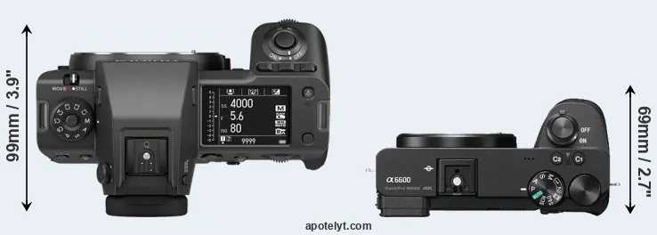 Compare GFX 100 II versus A6600 top