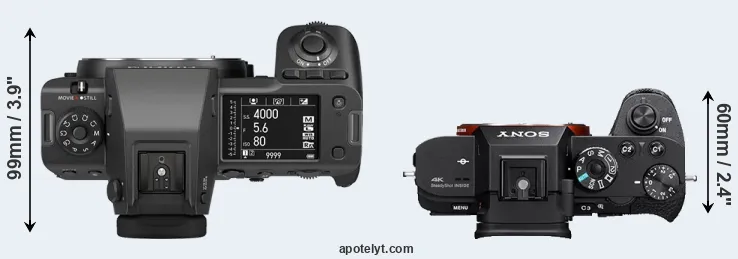Compare GFX 100 II versus A7S II top