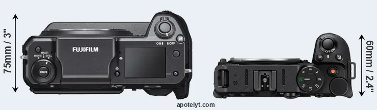 Compare GFX 100 versus Z30 top