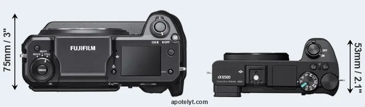 Compare GFX 100 versus A6500 top