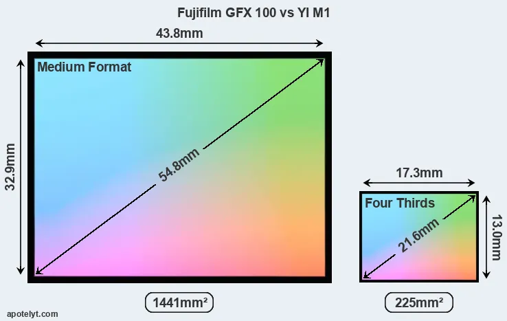 Fujifilm GFX 100 and YI M1 sensor measures