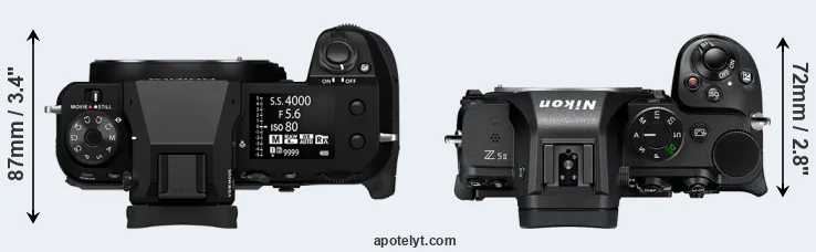 Compare GFX 100S II versus Z5 II top