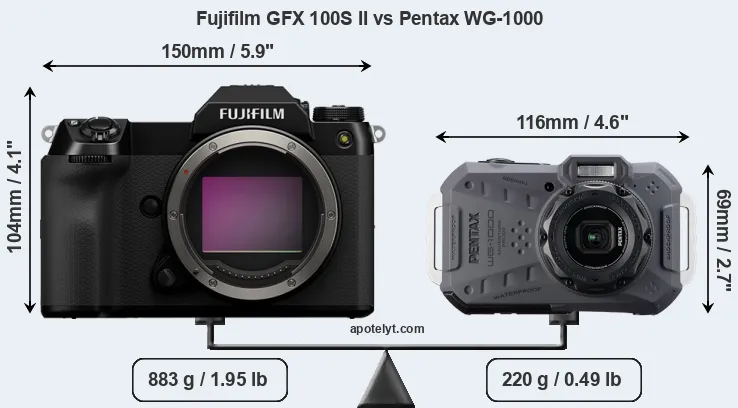 Size Fujifilm GFX 100S II vs Pentax WG-1000