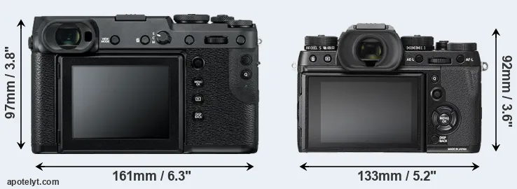 Comparison GFX 50R or X-T2 rear