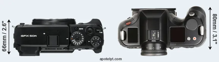 Compare GFX 50R versus S Typ 007 top