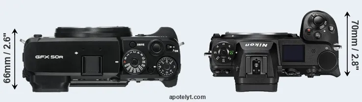 Compare GFX 50R versus Z7 II top