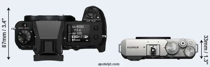 Compare GFX 50S II versus X-E4 top