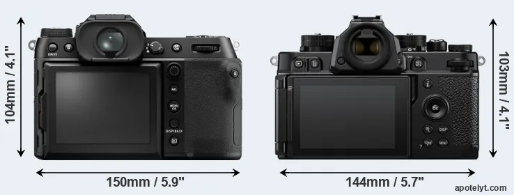 Comparison GFX 50S II or Zf rear