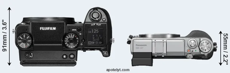 Compare GFX 50S versus GX7 top