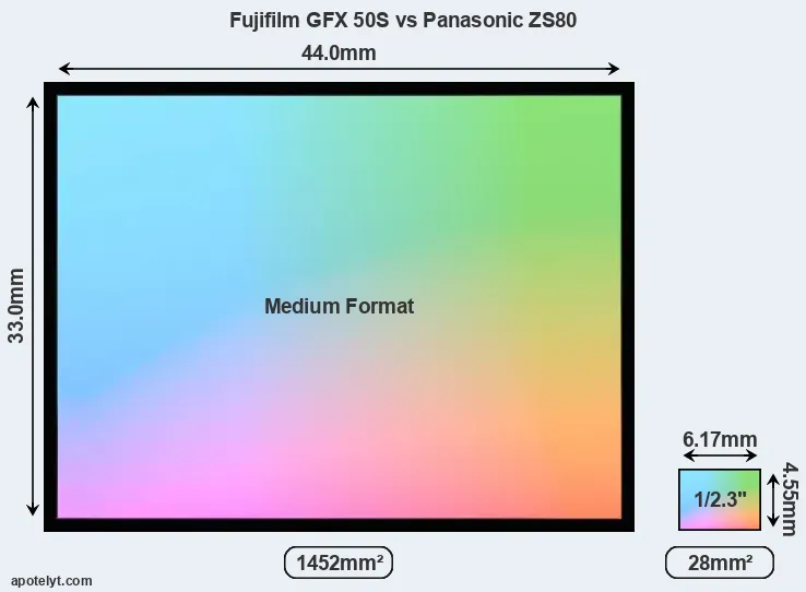 Fujifilm GFX 50S and Panasonic ZS80 sensor measures
