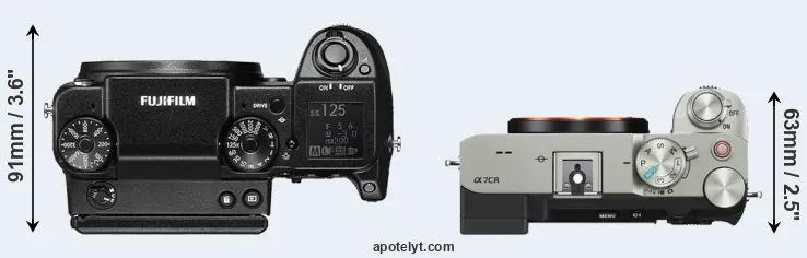 Compare GFX 50S versus A7C R top