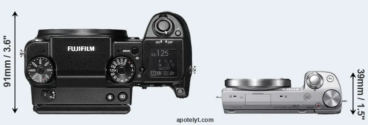 Compare GFX 50S versus NEX-5T top