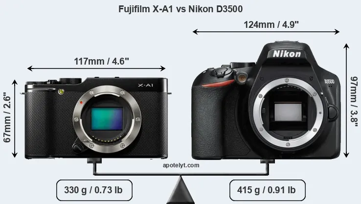 Size Fujifilm X-A1 vs Nikon D3500