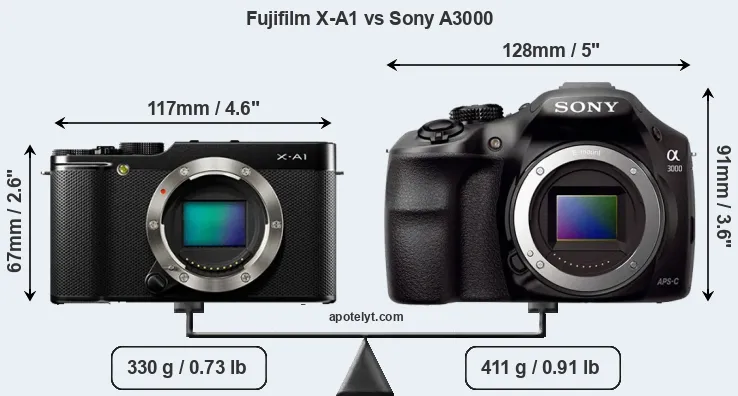 Size Fujifilm X-A1 vs Sony A3000