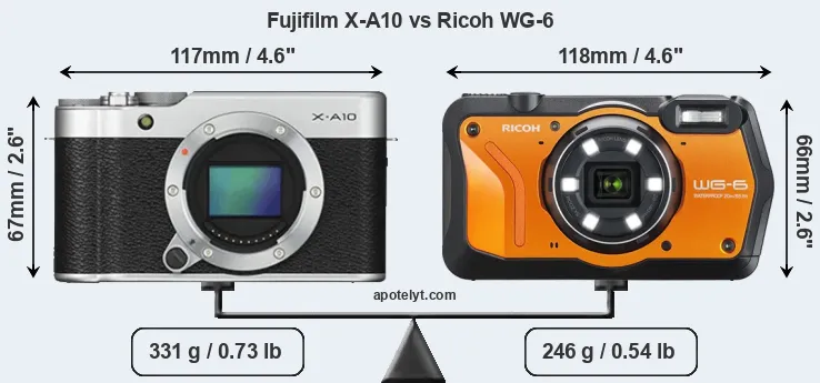 Size Fujifilm X-A10 vs Ricoh WG-6