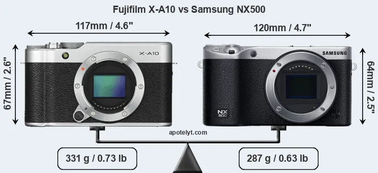 Size Fujifilm X-A10 vs Samsung NX500