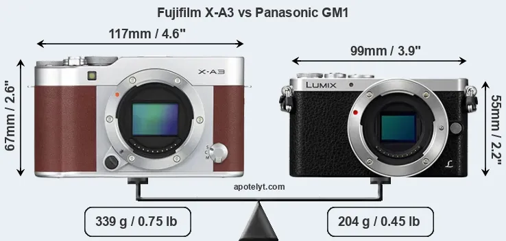 Size Fujifilm X-A3 vs Panasonic GM1
