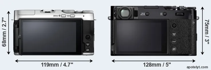Comparison X-A7 or X100V rear