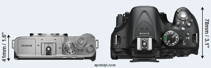 Compare X-A7 versus D5200 top