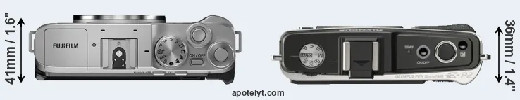 Compare X-A7 versus E-P2 top