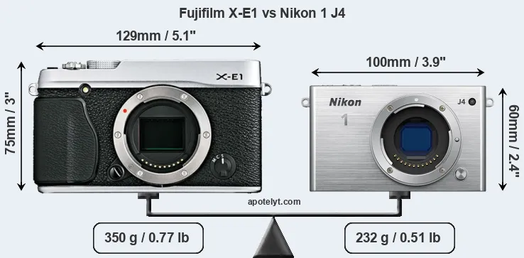 Size Fujifilm X-E1 vs Nikon 1 J4