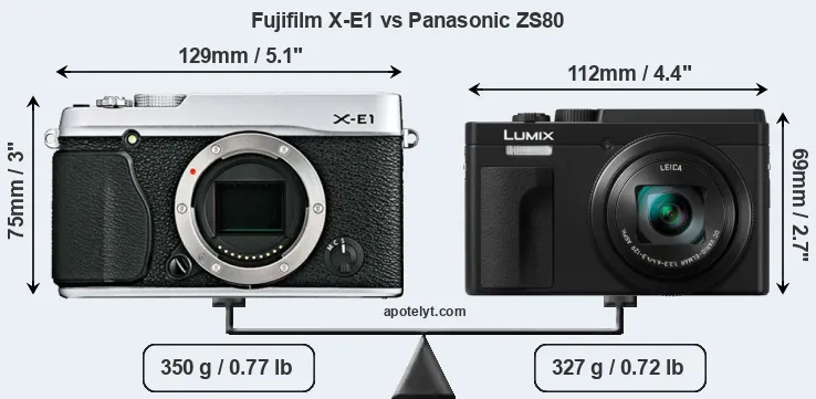 Size Fujifilm X-E1 vs Panasonic ZS80