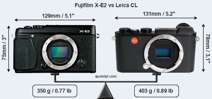 Size Fujifilm X-E2 vs Leica CL
