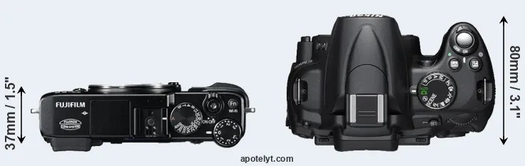 Compare X-E2 versus D5000 top