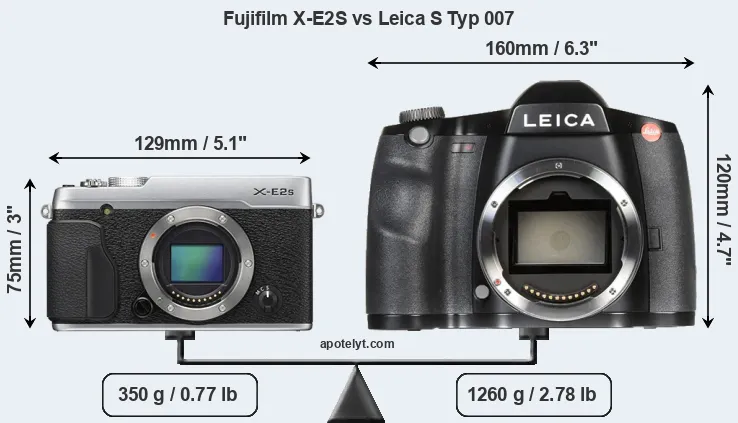 Size Fujifilm X-E2S vs Leica S Typ 007