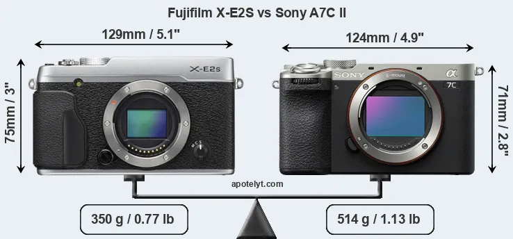 Size Fujifilm X-E2S vs Sony A7C II