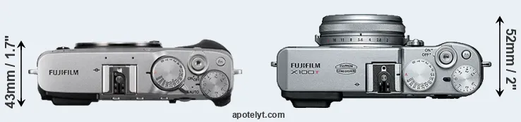 Compare X-E3 versus X100T top
