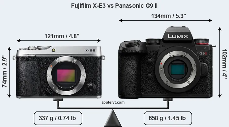 Size Fujifilm X-E3 vs Panasonic G9 II