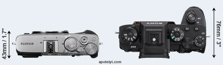 Compare X-E3 versus A9 II top