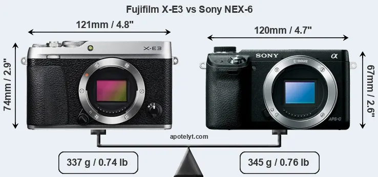 Size Fujifilm X-E3 vs Sony NEX-6