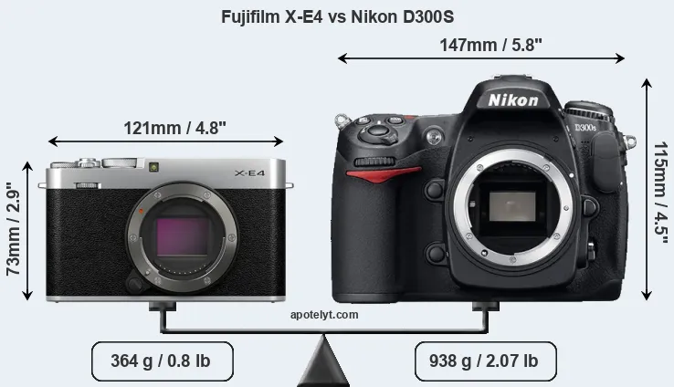 Size Fujifilm X-E4 vs Nikon D300S