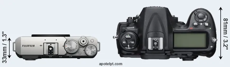 Compare X-E4 versus D300S top