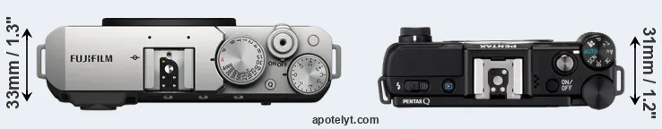 Compare X-E4 versus Pentax Q top