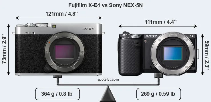 Size Fujifilm X-E4 vs Sony NEX-5N