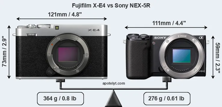 Size Fujifilm X-E4 vs Sony NEX-5R