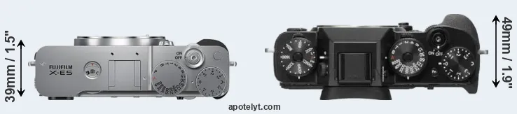 Compare X-E5 versus X-T2 top